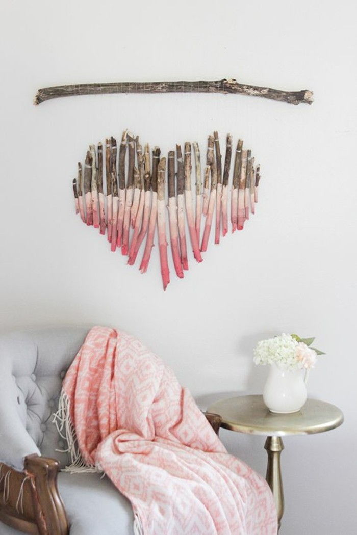 make-vegg dekorasjon-ideer-pink-heart-tilpasse-of-wood-wanddeko-