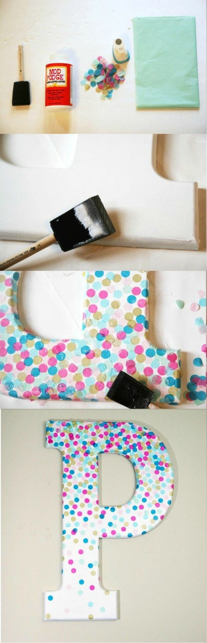 Wanddeko-själv-making wohnideen-själv-göra-brev-dekorera med färgad-pappers-