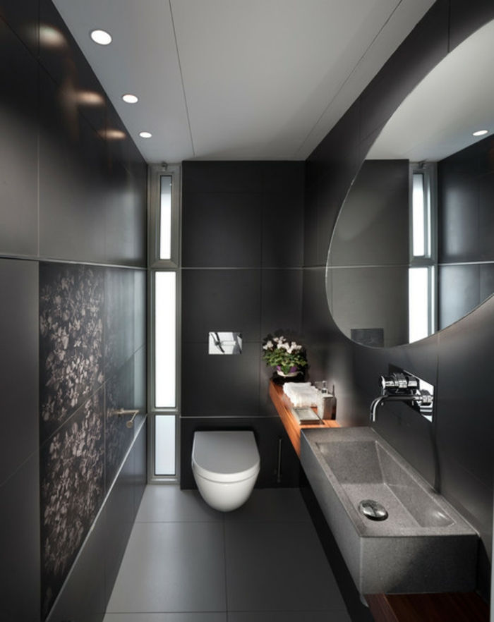Farba steny kúpeľne-tmavo šedá-design