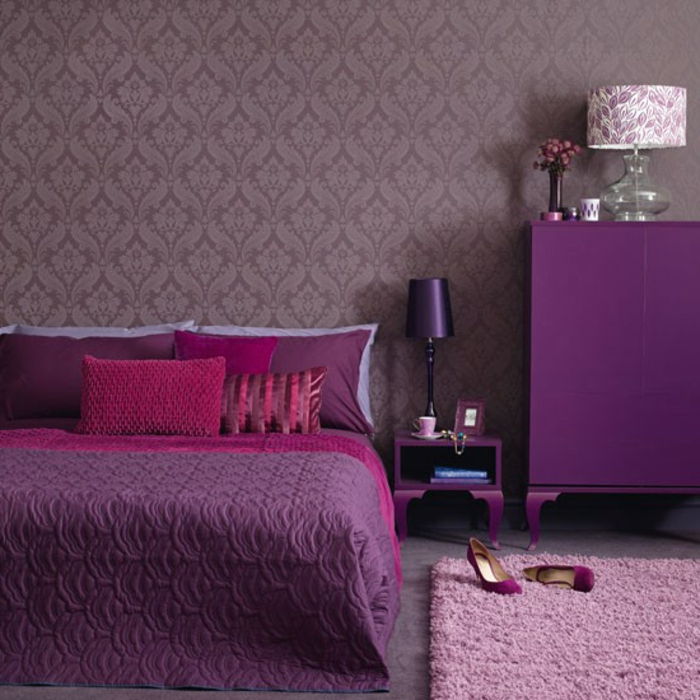 perete de culoare-Berry-frumos-dormitor-modern perete de culoare de design