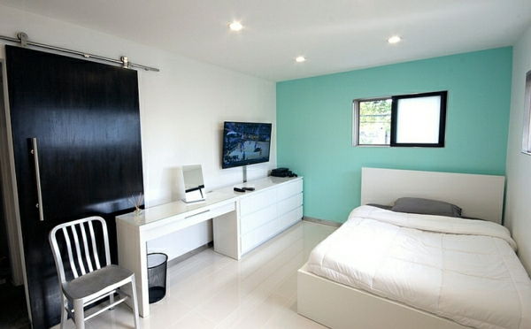 múr farieb okien tyrkysovo spálne-bielo-bed-and-white-desk