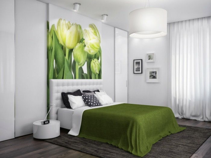 veggfargen grønn Elegant-roms-super-bed-and-image-to-the-wall