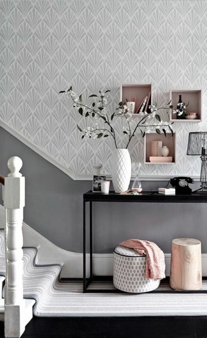 colore della parete e grigio-corridoio-set-parete design corridoio