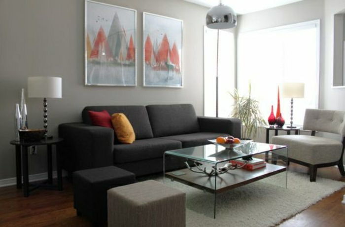 duvar renk açık gri-in-modern oturma odası