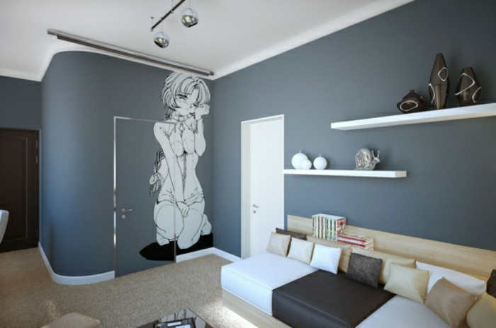 Farba steny-nápady-pre-spálne-šedá