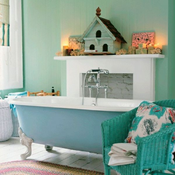 stena farebne mint green kúpeľne Design-modro-zeleno-vintage zariadení