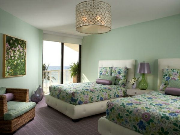 stenska barva, mint zelena soba za goste set-eleganten Deco ideja zidna barva zelena