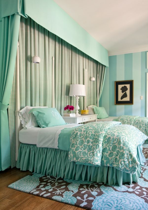 perete de culoare-menta-tradițională-dormitor-Tobi-fairely-menta-tifannys-blue-o mai bună-decorare-Biblie-blog-interior-design