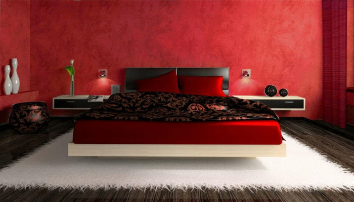 perete de culoare roșie-interesant-perete de culoare dormitor