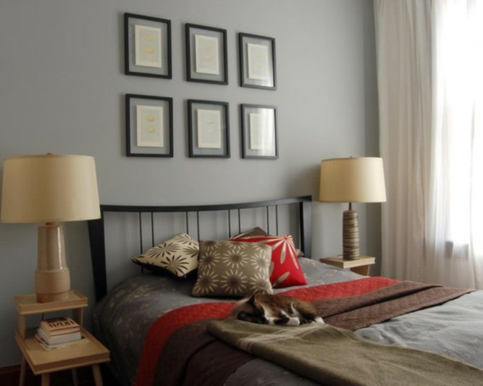 duvar rengi yatak odalı-güzel-gri renkli