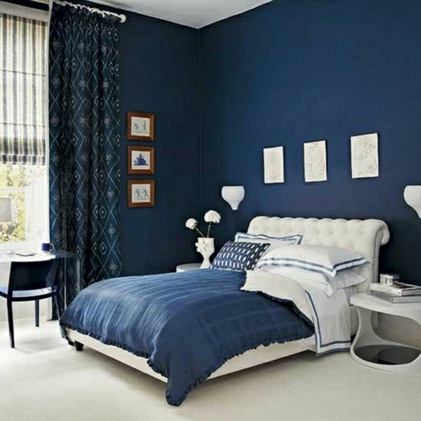 perete de culoare pulbere de culoare albastru-inchis Taubenblauе perete de culoare dormitor albastru regal
