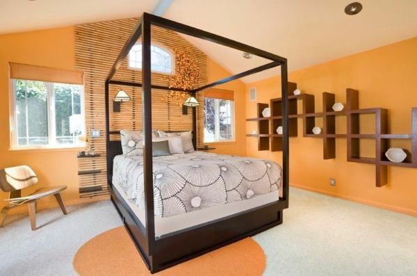 mooi muur-color-color wall-abrikoos-slaapkamer-wand design