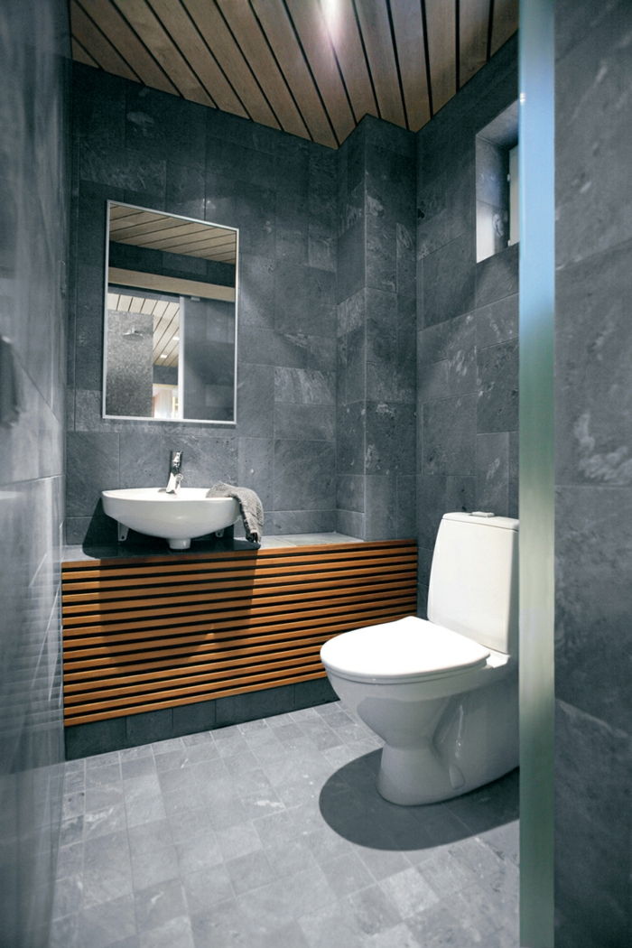 skvelá modelová kúpeľňa - dizajn sivých stien