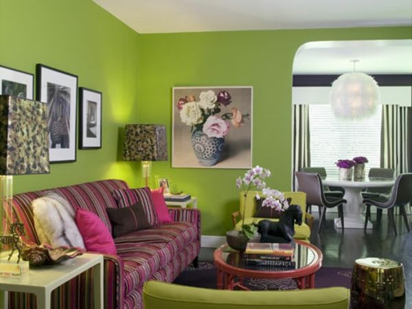 culorile pereților - camera de zi frumoasă - living - o canapea frumoasă roz și arunca perna