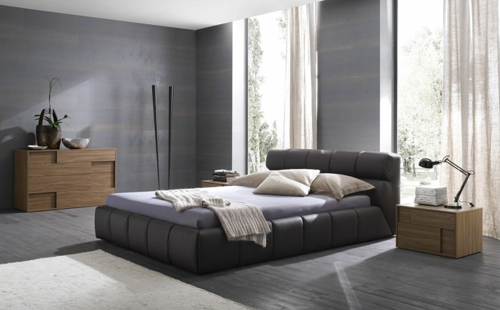 gri kalmak için modern güzel yatak odası