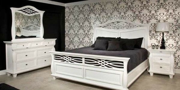 Decorați idei de design de perete dormitor modern alb și negru