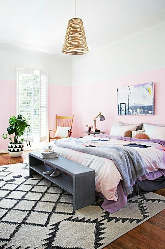 perete de design-dormitor-pastel-color-palete perete colorat-perete de design-cu-color-perete de design-idei