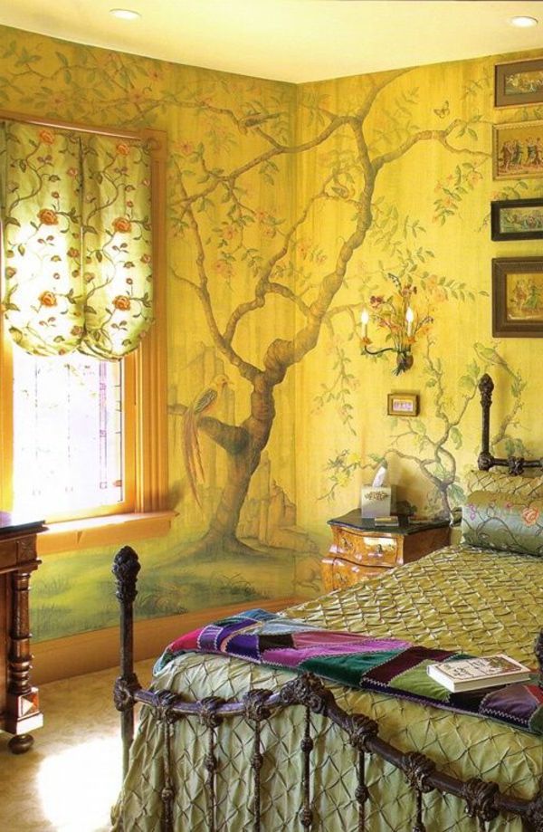 Duvar sanat fikirleri ağacı-sarı
