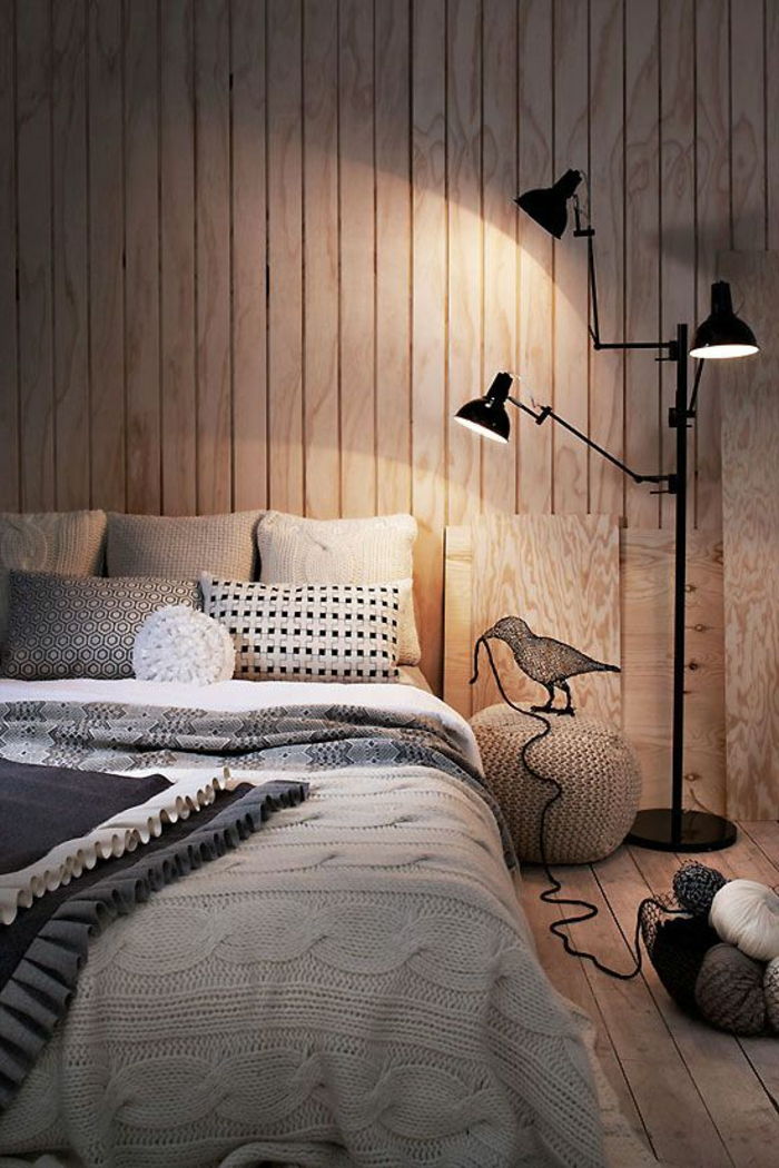 pannello a parete-da-legno-confortevole camera da letto