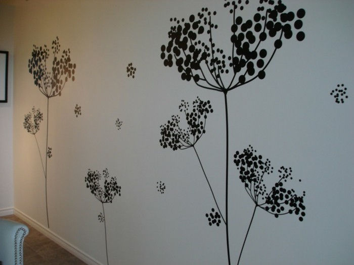 wandtattos-hodnik, s silhuetami Flowers