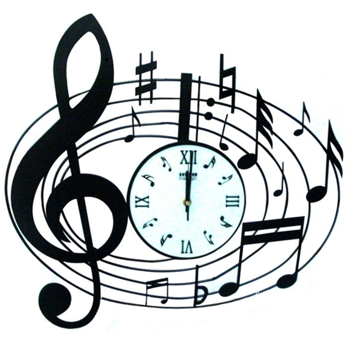 wandklokken-modern muzieknoten ovaal-form-round-white-dial