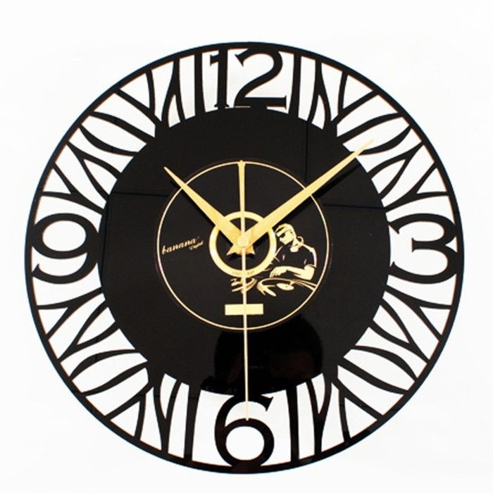 sieniniai laikrodžiai-modernus-juoda-dial-metalo ir aukso žymeklis-dj-Hang
