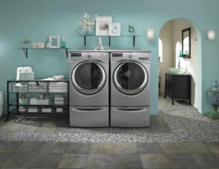 -Pranje Nastavitev Silver, pralni stroji modro steno oblikovanje