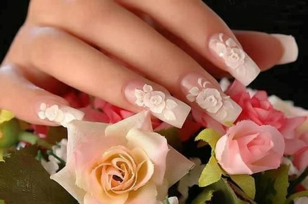 Nail design bilder for bryllup - mange blomster