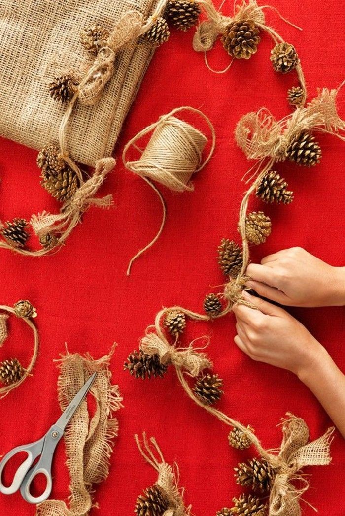 yılbaşı dekorasyon kendin yap-yapma Weihnachtsdeko-fikirleri-noel kapalı süsleri dokunun