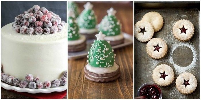 Božič-sladice-foto kolaž Keksi-sladkorja v prahu-belo-pita