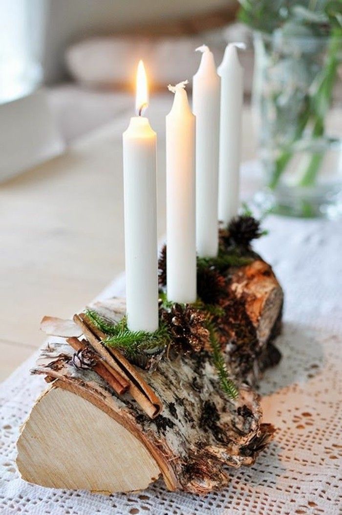 Kalėdų-tischdeko-kaip-spitzstrickchen-cinamono-kaip-žvakės medienos
