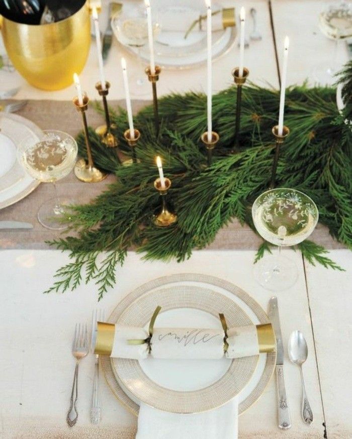 Vianočné tischdeko-vetva-sviečky-víno Glaser-lyžice, vidličky