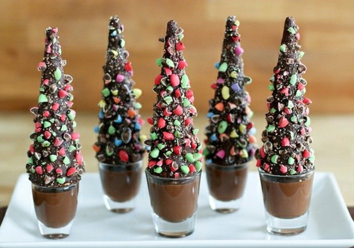 Božično drevo-of-čokolade-sladica-v-stekla