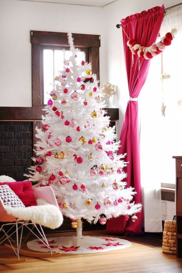 Noel ağacı-yapay-flört tatlı, beyaz ve pembe oyuncaklar