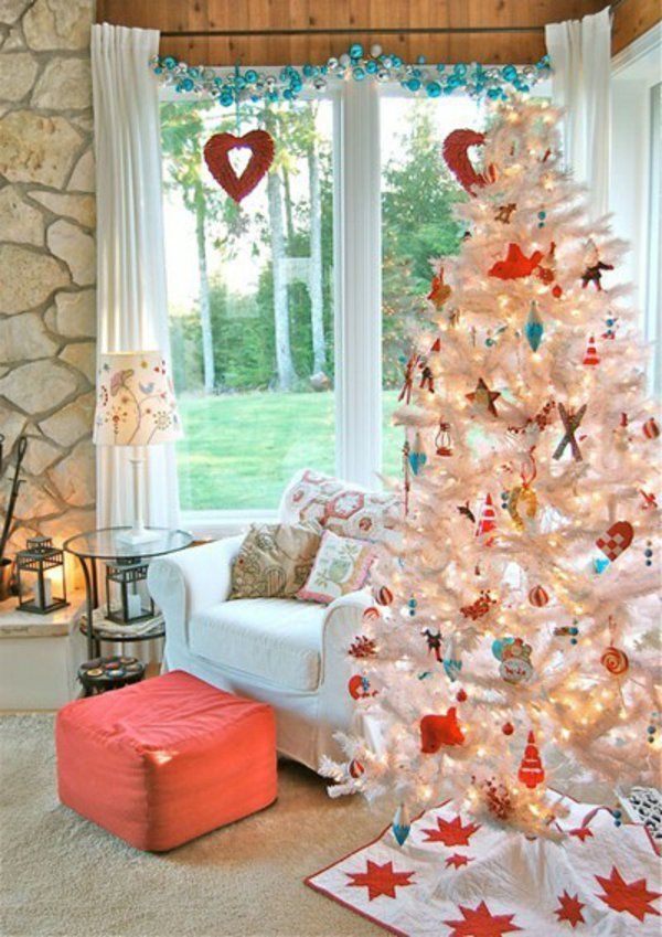 Noel ağacı-yapay-beyaz çam ağacı oyuncaklar Dekoratif kalpler
