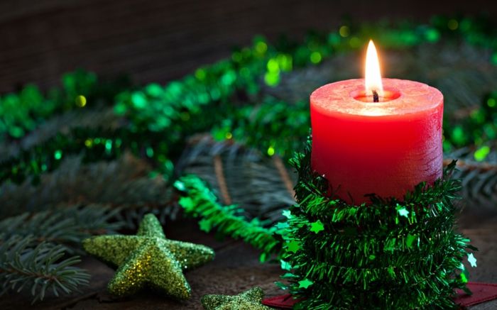 weihnachtsdeko-obrtnih Red Candle Green Star Garland