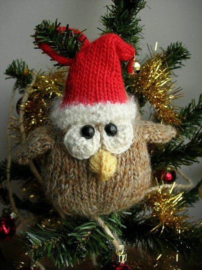 Weihnachtsdeko-tığ baykuş-ile-şapka