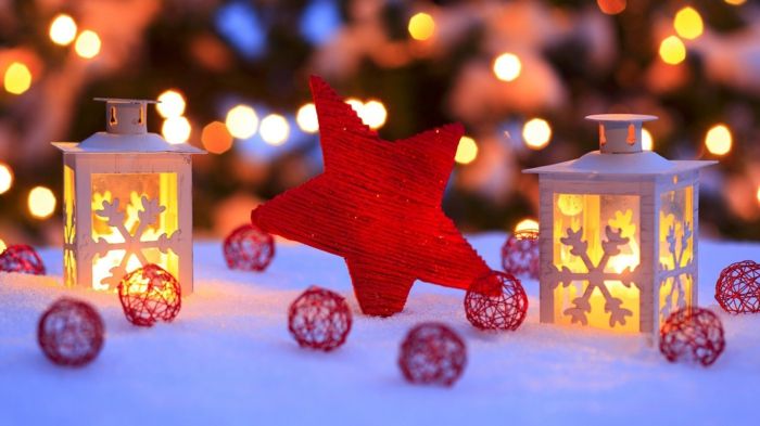 Božični okraski Ideje-yourself, da rdeča zvezda kroglice Lantern sneg