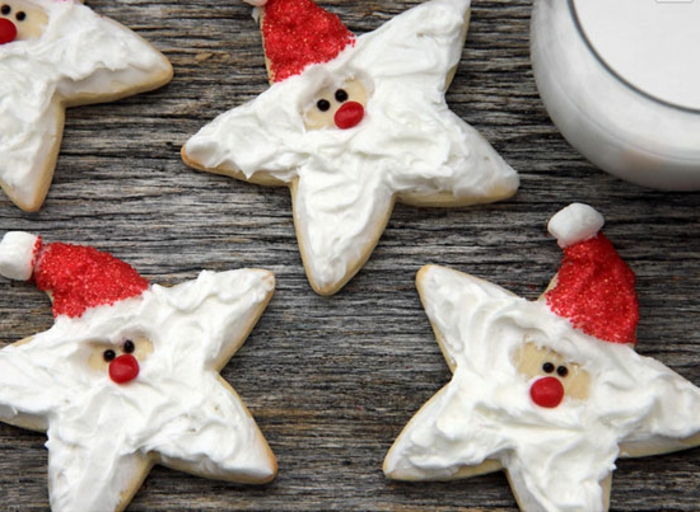Vianočné cookies-zdobené-Santa Claus-hviezdy