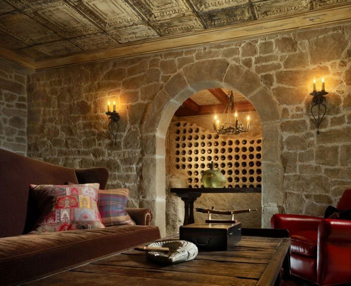 şarap rafı ahşap kendini inşa tüm duvar şarap rafı kullanımı finca tarzı mediteranien ispanyolca tarzı