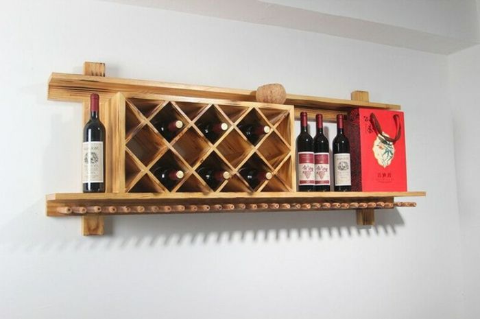 wijnflessen opslag ideeën in wijnkelder wijnrek opknoping op de muur ideeën houten houten meubels