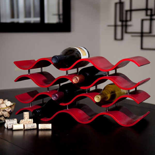 wijnrek-zelfbouw-rood-kleur-elegante vorm
