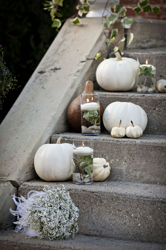 velas Branca decoração do outono abóboras escadas Strauss elegante