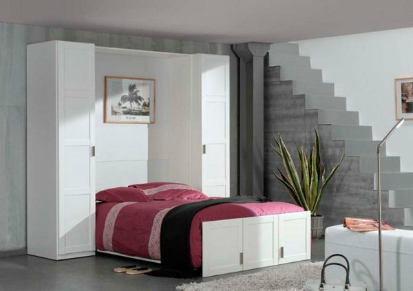 beyaz yatak odası mobilyaları-kuruluş fikirler-küçük ölçekli küçük-Apartments-