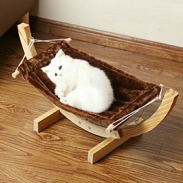 White Kitten našuchorený-cute drevená Hojdacie Plyšová Deka