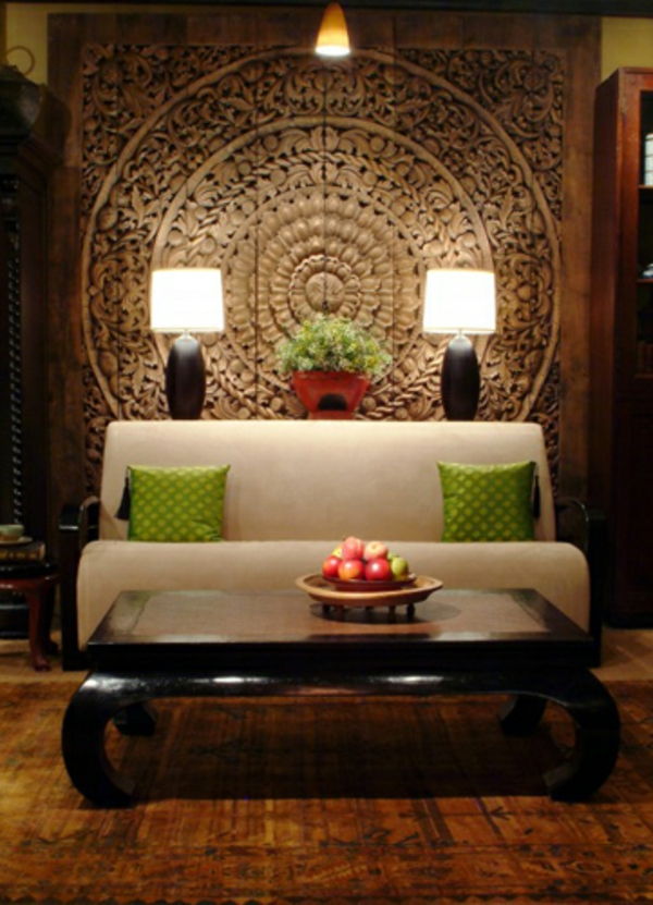 sofá branco-em-vida asiática elegante sala