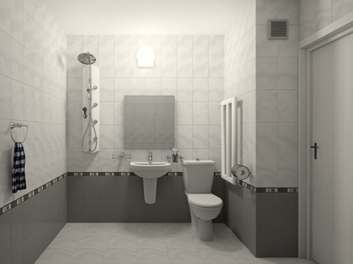 Bela model-kopalnica-privlačno obliko-v-bela