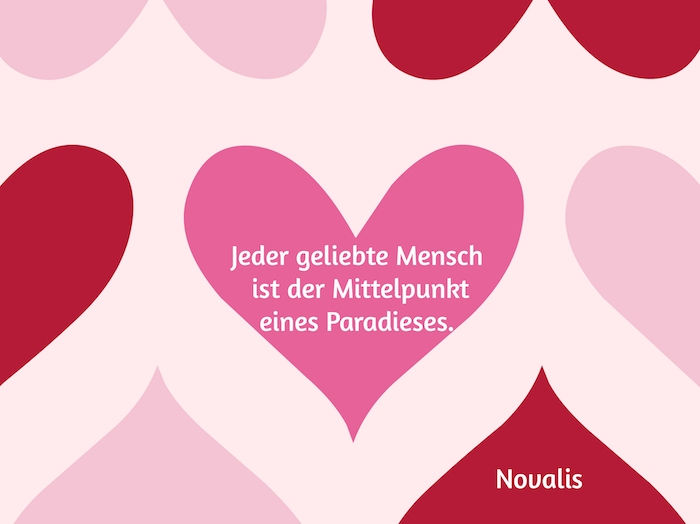 Hier vind je een foto met een groot roze hart en een geweldige huwelijksslogan van novalis, die je misschien erg leuk vindt