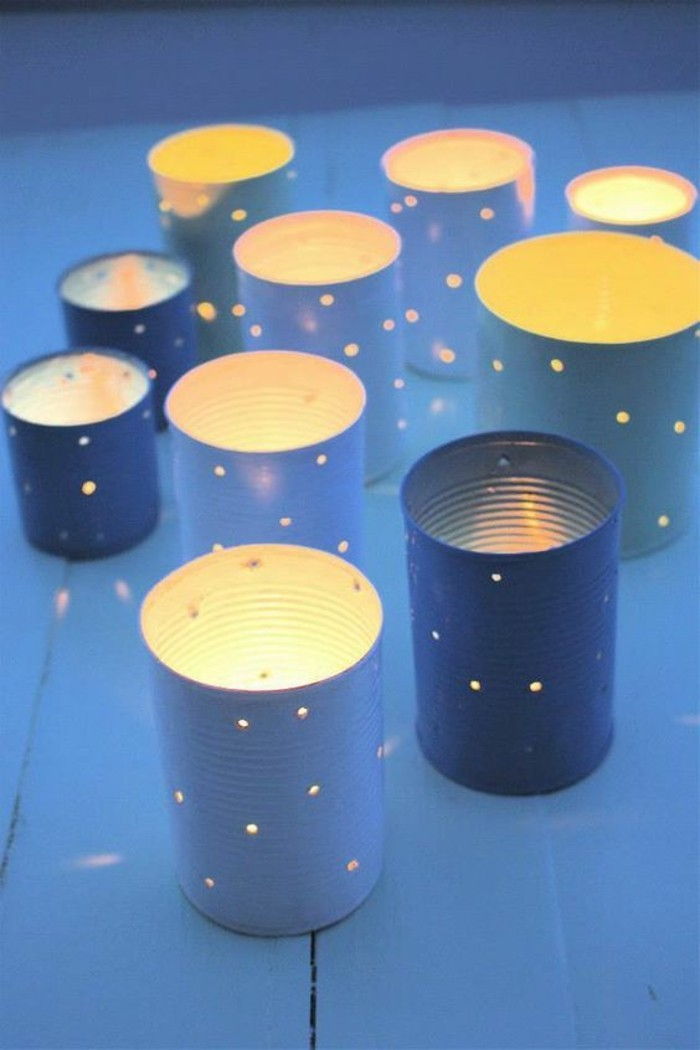 windlichrer-di-lattine-candelabro-luce-te-make-table-di-legno