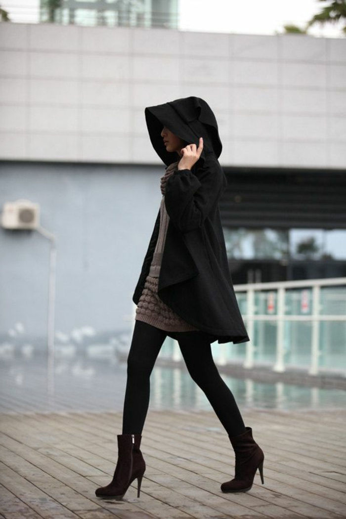 zimske jakne-za-ženske-zelo elegantna črna model